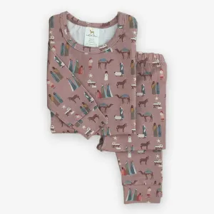 modal long sleeve pajama set || silent night (rose)