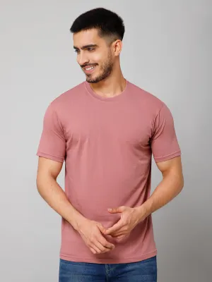 Plain Cotton Lycra Dusty Pink T-shirt